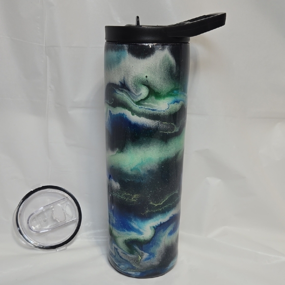 Erins Lovely Creations Other - 30oz Stylish Black and Green Tumbler 2 Lids - Glow